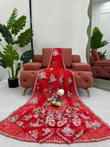 ชุดส่าหรีขนเฟอร์เทียมดีไซน์สวยงาม พร้อมเสื้อปาร์ตี้ปักดิ้นและเลื่อม แบบกลับด้านได้ - Product Image 3