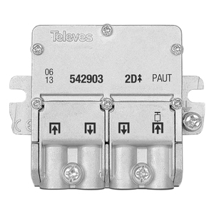 Mini-splitter con EasyF a 2 vie PAU per segnali SMATV (Televes 542903) (Confezione sfusa) - Product Image 1