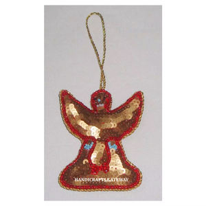 High Standard Quality Amazing Design Customize Shape Golden Zari Embroidery And Beaded Work Christmas Tree <b>Hanging</b> <b>Ornaments</b> - Product Image 1