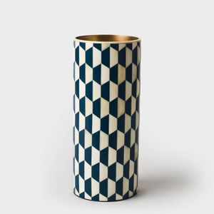 Florero decorativo de Color dorado de forma redonda en la India, vajilla con incrustaciones de Metal y hueso, florero y maceta de calidad Superior - Product Image 2