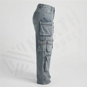Pantalones Vaqueros Rotos de Moda al por Mayor, Pantalones de Mezclilla para Mujer con Bolsillos Laterales, Pantalones Cargo de Moda Urbana para Mujer - Product Image 3