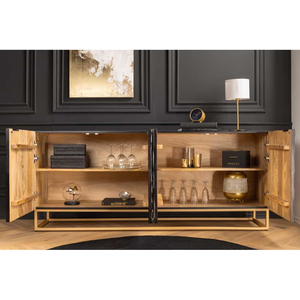 Solid Mango Wood Handmade Eco-Friendly Water Resistant Modern Storage Cabinet Indian Factory <b>Sideboard</b> <b>Kitchen</b> Furniture - Product Image 4