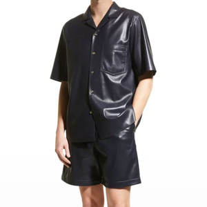 OEM Chemises en cuir décontractées avec fermeture à bouton personnalisées pour hommes avec conception de logo personnalisé bon prix de vente - Product Image 4