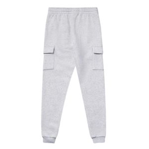 Pantalones de chándal de carga colectiva Marga gris para hombre Ajuste cónico Algodón pesado Logotipo de goma levantado Bolsillos con cremallera Comodidad suave - Product Image 6