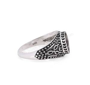 Top qualité véritable 925 argent Sterling 10mm rond blanc lunette réglage oxydé Vintage semi-monture cendres et résine travail bijoux - Product Image 2