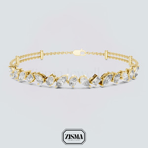 Esmeralda pera Marquesa ovalada laboratorio cultivado diamante pulsera VVS EF Color 9K 10K 14K 18K oro mujeres joyería fina pulsera de tenis de lujo - Product Image 1