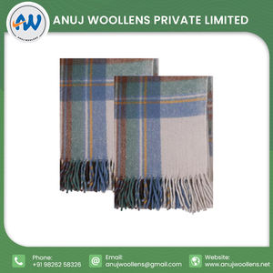 Recién llegado, diseño personalizado, suave Stewart, manta de lana azul silenciada, manta de tartán de lana reciclada - Product Image 5