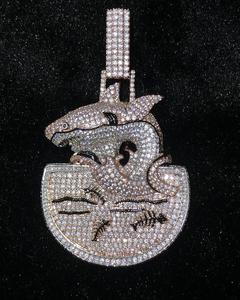 Plaqué or rose argent VVS Moissanite diamants grand requin pendentif Hip Hop pièce Migos glacé pour hommes pendentif collier bijoux - Product Image 1