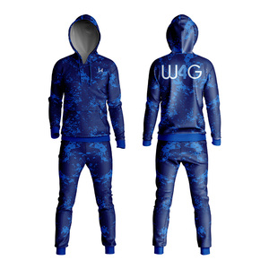 Ensemble de jogging pour homme W4G, OEM ODM, sur mesure, 100% polyester, taille plus, respirant, coupe-vent, survêtement à capuche, léger, ourlet fendu - Product Image 1