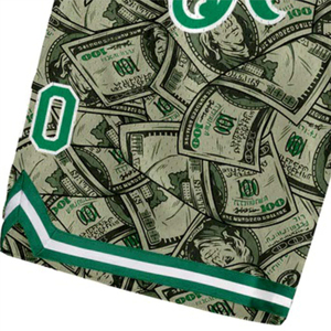 Pantalones Cortos de Baloncesto Personalizados con Estampado de Dólares, Cintura Verde, Nombre y Número Cosidos, Tela de Malla, Pantalones Cortos Deportivos - Product Image 5