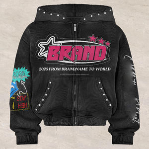 เสื้อฮู้ดผ้าคอตตอนเทอร์รี่ใส่ได้ทั้งชายและหญิง, เสื้อมีฮู้ดผ้าฝ้าย100% โอเวอร์ไซส์มีซิปเสื้อผ้าแนวสตรีทแวร์พื้นฐาน - Product Image 1