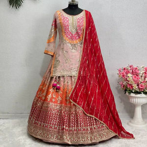 DISEÑADOR BORDADO SECUENCIA TRABAJO TOP LEHENGAS CON CONJUNTO DUPATTA - Product Image 1