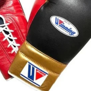 Gants de boxe à lacets Winning, or, noir, rouge, cuir véritable de qualité supérieure, pour entraînement et sparring professionnels, 8 oz - Product Image 4