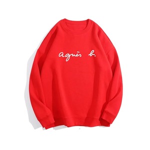 Sudaderas lisas de Color rojo para mujer, sudaderas con logotipo personalizado de alta calidad impresas, ropa informal de algodón 100% para mujer 2024 - Product Image 1