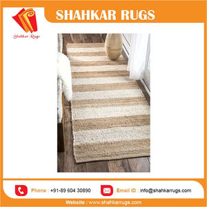 Meilleure vente de tapis moderne en jute et denim à rayures à prix économique pour la cuisine et le salon - Product Image 6