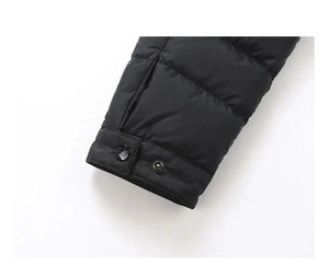 Veste parka d'hiver en toile tricotée imperméable respirante chaude à capuche pour femmes avec fourrure et cordon de serrage à la taille - Product Image 5