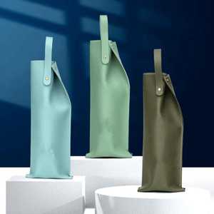 Porte-vin élégant en cuir véritable imperméable avec poignée souple Sac de rangement durable pour dîners chics et utilisation en extérieur LWH-0043 - Product Image 4