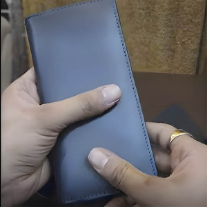 Portefeuille long en cuir de qualité supérieure pour homme avec plusieurs emplacements pour cartes et poche zippée, élégant portefeuille bifold bleu marine formel - Product Image 4