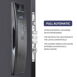 Tuya Wifi <span class=keywords><strong>interphone</strong></span> vidéo numérique électrique biométrique empreinte digitale 3D reconnaissance de visage serrure de caméra de porte intelligente pour porte porte en bois - Product Image 4