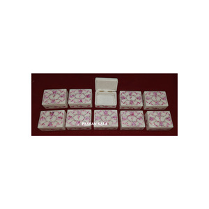 Luxueux meilleure vente pur marbre incrustation nacre boîtes à bijoux taille personnalisée en couleur rose utilisé pour le stockage des articles de bijoux - Product Image 1
