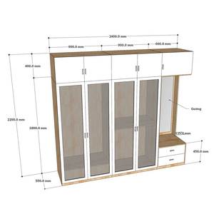 Système de garde-robe au design minimaliste 240x55x220cm avec portes vitrées en bois d'hévéa, autoportant, pliable, idéal pour appartement - TQA68048 - Product Image 5