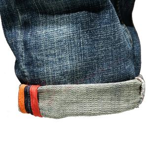 Cremallera de color azul-Pantalones rectos vaqueros rayados masculinos de algodón de moda de alta calidad al por mayor europeos y americanos - Product Image 5