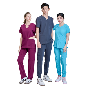 Tenues médicales extensibles en toile pour femmes FMF, col montant, manches courtes, pour usage hospitalier, blouses d'infirmière en coton, haut de tenue médicale personnalisé - Product Image 1