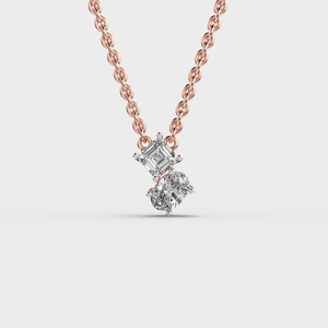 Two Stone <b>Diamond</b> Pendant with Asscher & Oval Cut in 14K Yellow / White / Rose Gold - Product Image 5