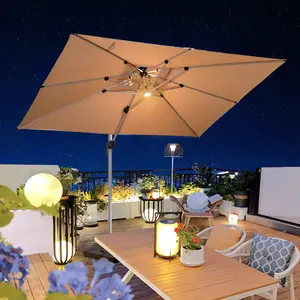Payung taman meja teras besar furnitur kualitas Superior Harga bagus payung halaman pisang luar ruangan dengan lampu LED