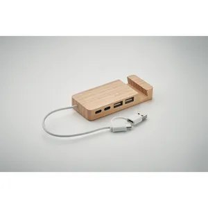 Hub USB Ecologico HUBSTAND in Bambù, Gadget e Forniture per Ufficio - Product Image 1
