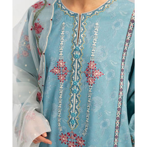 Dernière conception de robe de pelouse 3 pièces pour femmes, sur mesure, costumes de pelouse élégants pour dames d'été au prix de gros - Product Image 2