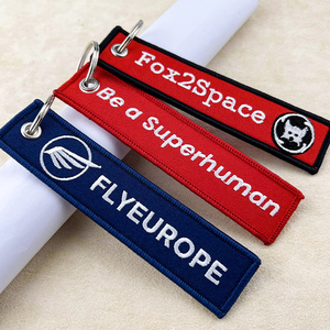 Tùy chỉnh Thời trang máy bay tag vải Keychain với Thêu trống Logo số lượng lớn khuyến mại móc khóa & Carabiners - Product Image 1