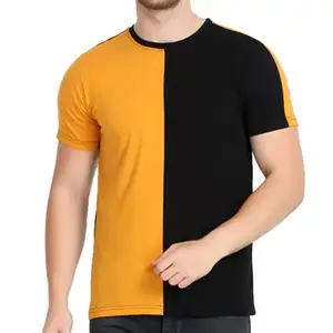 T恤男士条纹衬衫印花轻质色块正式超大100% 棉针织黄色黑色双色
