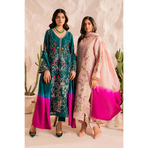 Conjunto de 3 piezas MIRANA para mujer: Camisa bordada de gasa, Dupatta tie-dye y Pantalones - BIC-4506 - Product Image 6