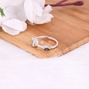 925 Sterling argent massif tourmaline naturelle et pierre de soleil bague empilable en gros bijoux Designer bague cadeau pour elle - Product Image 6