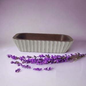 <b>Small</b> Modern Hand-Carved Mango Wood Bowl White Walnut Textured for Candle Holder Display Weddings Christmas Season <b>Lantern</b> Style - Product Image 1