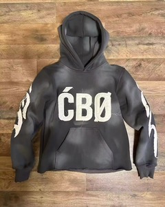 Survêtement à capuche avec logo personnalisé délavé par teinture style sportif décontracté et respirant pour l'hiver grande taille pour le sport de rue - Product Image 4
