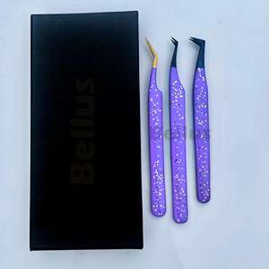 Pinzas para pestañas Herramienta de belleza Pinzas aplicadoras de pestañas injertadas de acero inoxidable Pinzas para extensión de pestañas Logotipo personalizado - Product Image 1