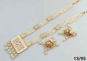 Indian Fancy Traditional Motipearl Drop & Kundan <b>Long</b> Mala Pendent <b>Necklace</b> Set GoldTone Kundan Pearl <b>Long</b> <b>Necklace</b> Earring Set - Product Image 3