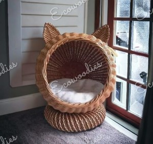 Cage en osier de forme animale de luxe de vente chaude pour chats et chiens élégant petit canapé d'intérieur pour animaux de compagnie tabouret de conception de grotte Console d'incrustation d'os - Product Image 1