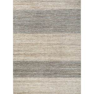 Tapis en laine et viscose tissé à la main, rayé beige et marron, pour usage domestique - Hwv-51061 - Product Image 1