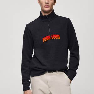 Suéter de cuello simulado con media cremallera personalizado suéter de punto con cremallera de un cuarto sudaderas con capucha OEM/ODM logotipo bordado de etiqueta privada sudadera al por mayor - Product Image 6