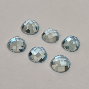 Topacio azul cielo de 8mm, tablero de damas redondo rosecut 2,44 CT, parte trasera plana - Product Image 6