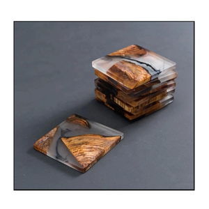 Posavasos de resina de estilo Hada ecológico con posavasos estampados con soporte, juegos de regalo para empresas y exhibiciones corporativas - Product Image 1