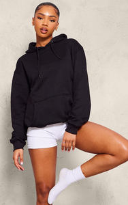 Sudadera con capucha negra de gran tamaño de longitud completa de alta calidad para mujer, sudaderas con capucha antiarrugas y transpirables, sudadera con cremallera para mujer - Product Image 2