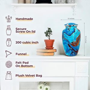 Handmade <b>Large</b> Adult Mosaic Aluminium Glass Cremation <b>Urn</b> Unique Funerals Supply With Individual Tiles Applied Burial - Product Image 2