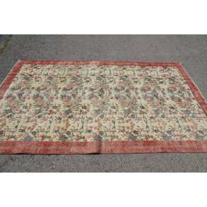 Alfombra turca Vintage clásica Beige rojo 5,2X9 pies área grande lana látex respaldo Patchwork Tabriz rectángulo pasillo para decoración de habitación - Product Image 3