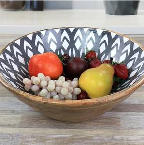 Cuenco de madera para servir, cuenco redondo para frutas secas, vajilla, cuencos para servir alimentos con impresión en el interior para servir en el hogar y el Hotel - Product Image 4