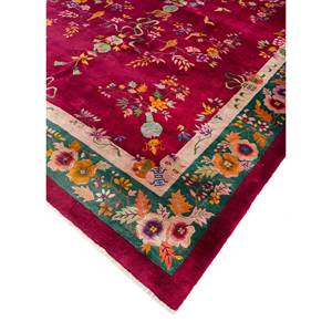 Tapis en laine noués à la main Aalam, motif floral et abstrait rouge et orange, 9x12 rectangulaire, pour entrée et salon Pae-5451 - Product Image 2