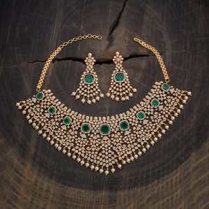 Zircon <b>Necklace</b> 178625 Vintage Style 18K Gold and Rhodium Plated Alloy with Pearl and Diamond for Wedding Party or Gift - Product Image 6